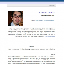 سخنرانی با موضوع Cloud Continuum for Distributed and Hybrid Digital Twins for Industry4.0 Applications
